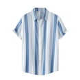 thumbnail image 5 of Lars Amadeus Men's Button Down Point Collar Short Sleeve Vertical Striped Shirt, 5 of 6