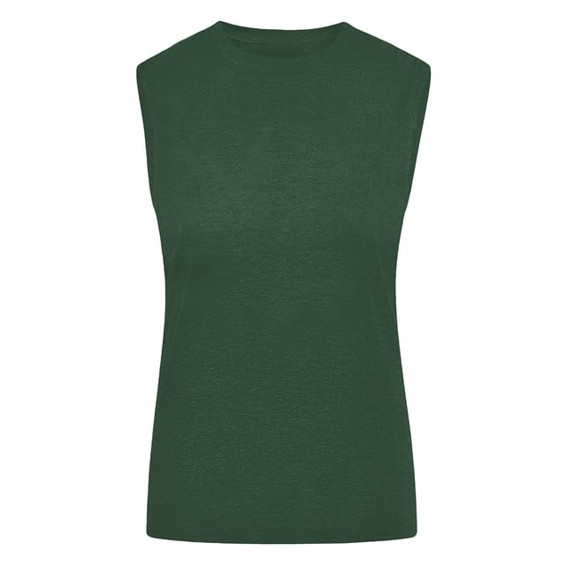 QUINDOS Débardeurs pour Femmes Grande Taille Vert Armée Exercice Été Mode Décontracté Sans Manches Col Rond Hauts pour Dames Chemisiers Camisole Débardeur Camisoles pour Femmes