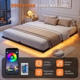 thumbnail image 3 of Bexfil King Size LED Floating Bed Frame with Remote Control and Charging Station, No Box Spring Needed, Easy to Assemble, 3 of 9