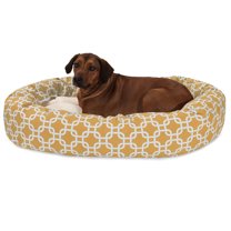 Majestic Pet Sherpa Links Bagel Pet Bed for Dogs, Calming Dog Bed Washable, Extra Large, Yellow
