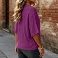 thumbnail image 7 of ZZkhGO Women's 3/4 Sleeve Scoop Neck T Shirt Loose Casual Solid Color Basic Top Loose Fit Tops for All Season Daily Wear, 7 of 7