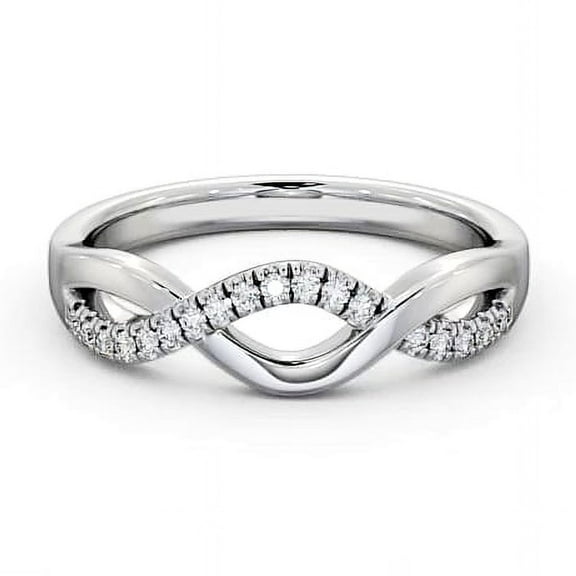 Ember Jewel 1.2 Ct Round Lab Created Diamond Twisted Infinity Engagement Ring - 14K White Gold Plated Ring for Women - Proposal Gift for 60th Wedding Anniversary