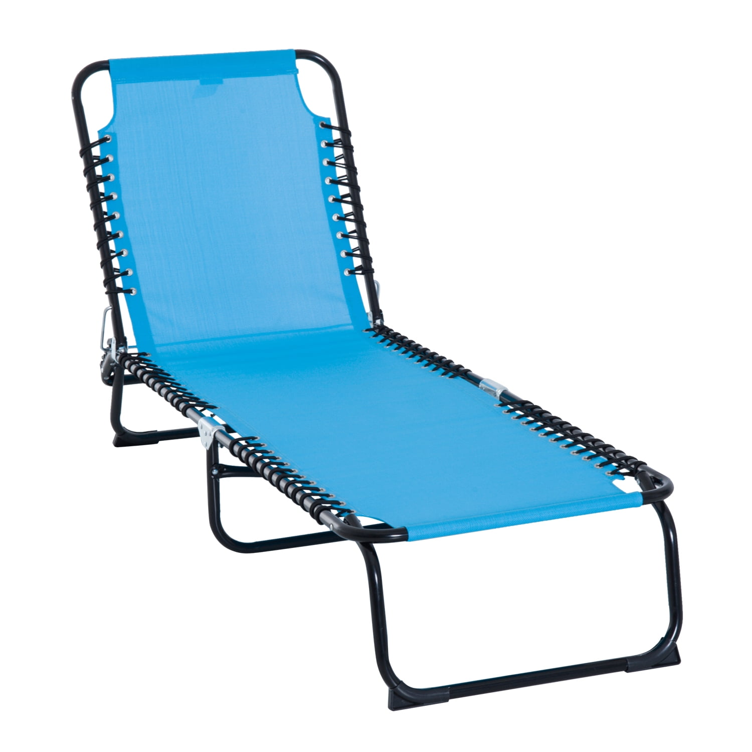 Outsunny Folding Chaise Lounge Chair Reclining Garden Sun Lounger With 3 Position Adjustable Backrest For Patio Deck And Poolside Light Blue, Portable Patio Lounge Chairs
