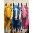 thumbnail image 1 of Qisvanset 12x16 Inch 2D Flat Framed Canvas Art, Abstract Colorful Horse Trio Bold Brush Stroke Farmhouse Wall Decor for Living Room Bedroom, 1 of 5