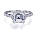 thumbnail image 2 of Women's Platinum Plated Sterling Silver 1.5ct Asscher CZ Baguette Accent Wedding Engagement Ring ( Size 5 to 9 ), 2 of 4