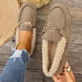thumbnail image 2 of Women's Loafer Shoes Fleece Lined Leisure Slip On Work Shoes Comfort Walking Flats Winter Warm, 2 of 9