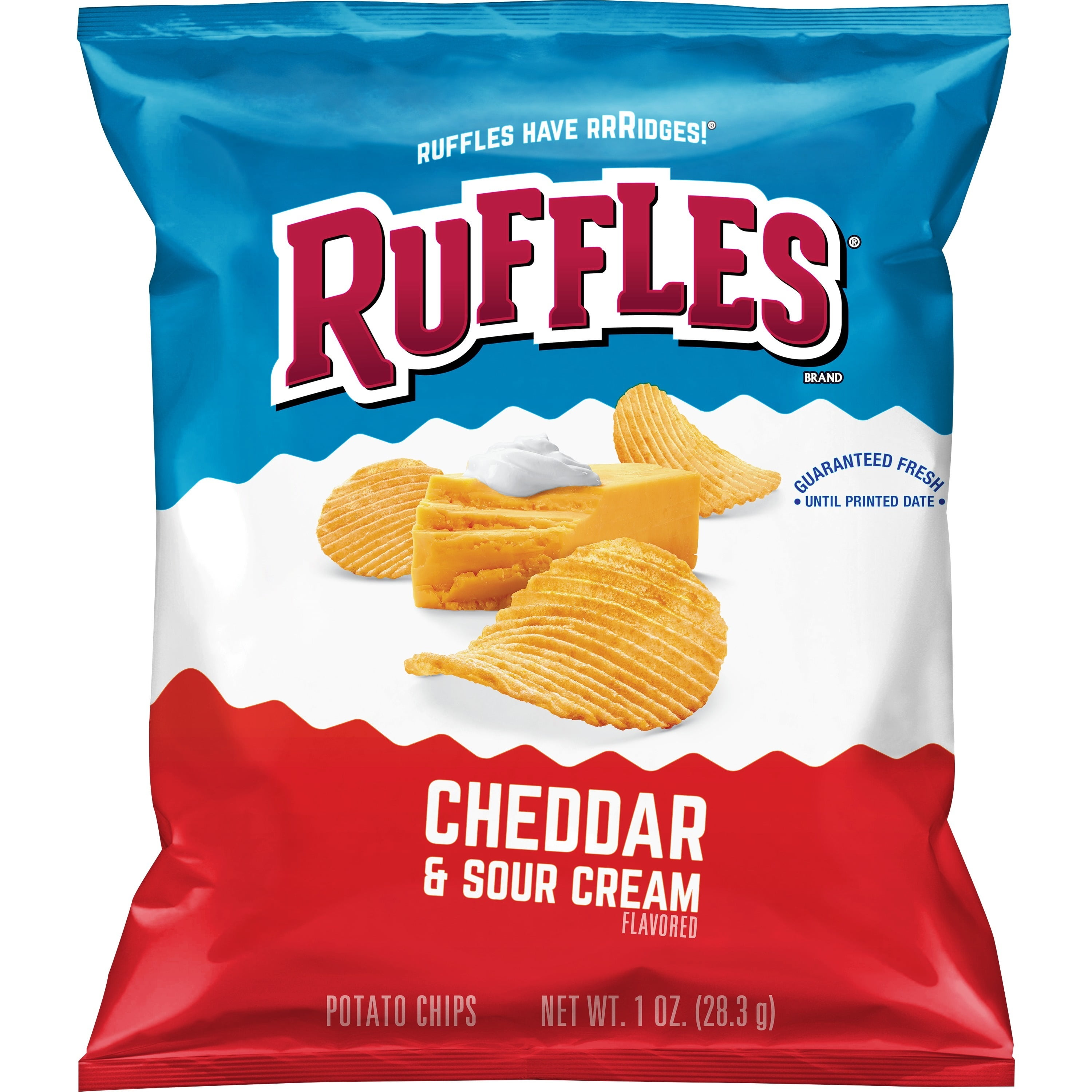 Ruffles Potato Chips, Cheddar Sour Cream, 1 oz Bags, 40 Count