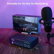 2x2 USB-C Audio Interface for PC/Mac Recording, 24-bit/192kHz, TS/XLR Inputs, Studio/Podcast/Streaming (Matte Black)