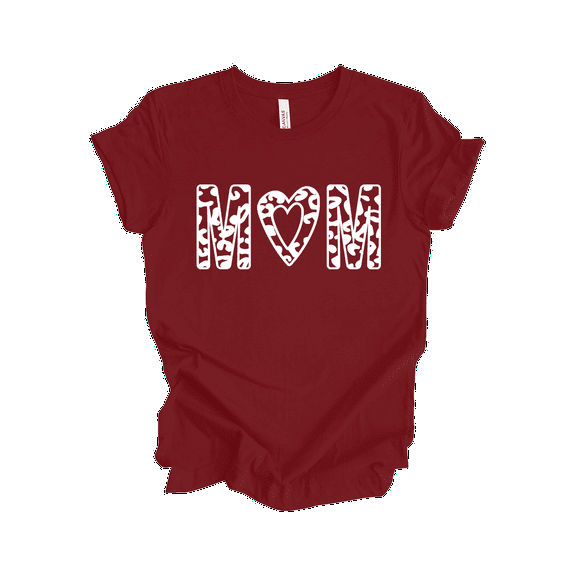 Trenz Shirt Company Womenās Short-Sleeve T-Shirt - Mom with Vine Heart Graphic Design-Cardinal-medium