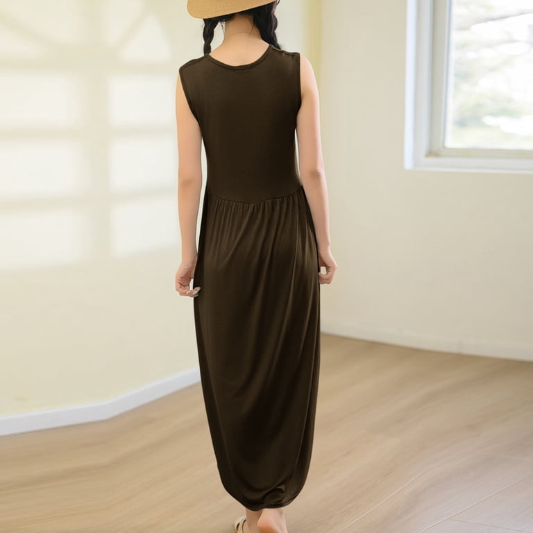 OSFVNOXV Long Nightgown Dress for Women Ultra Soft Comfort Fit Sleeveless  Loose Flowy Maxi Sleepwear Dress - Walmart.com