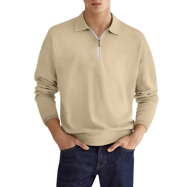 Camisa de manga larga con solapa degradada para hombre, ideal para primavera y otoño: prenda deportiva informal y moderna.