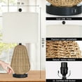 thumbnail image 4 of Cinkeda 22.8" Rattan Table Lamp for Bedroom Living Room Single Modern 3 Way Dimmable Bedside Lamp with USB Ports, 4 of 6