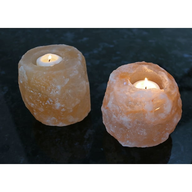 Natural Crystal Himalayan Salt Candle Holder Set of 4