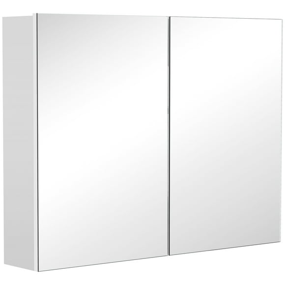 HOMCOM Wall Mount Medicine Cabinet with Mirror Adjustable Shelf 2 Doors