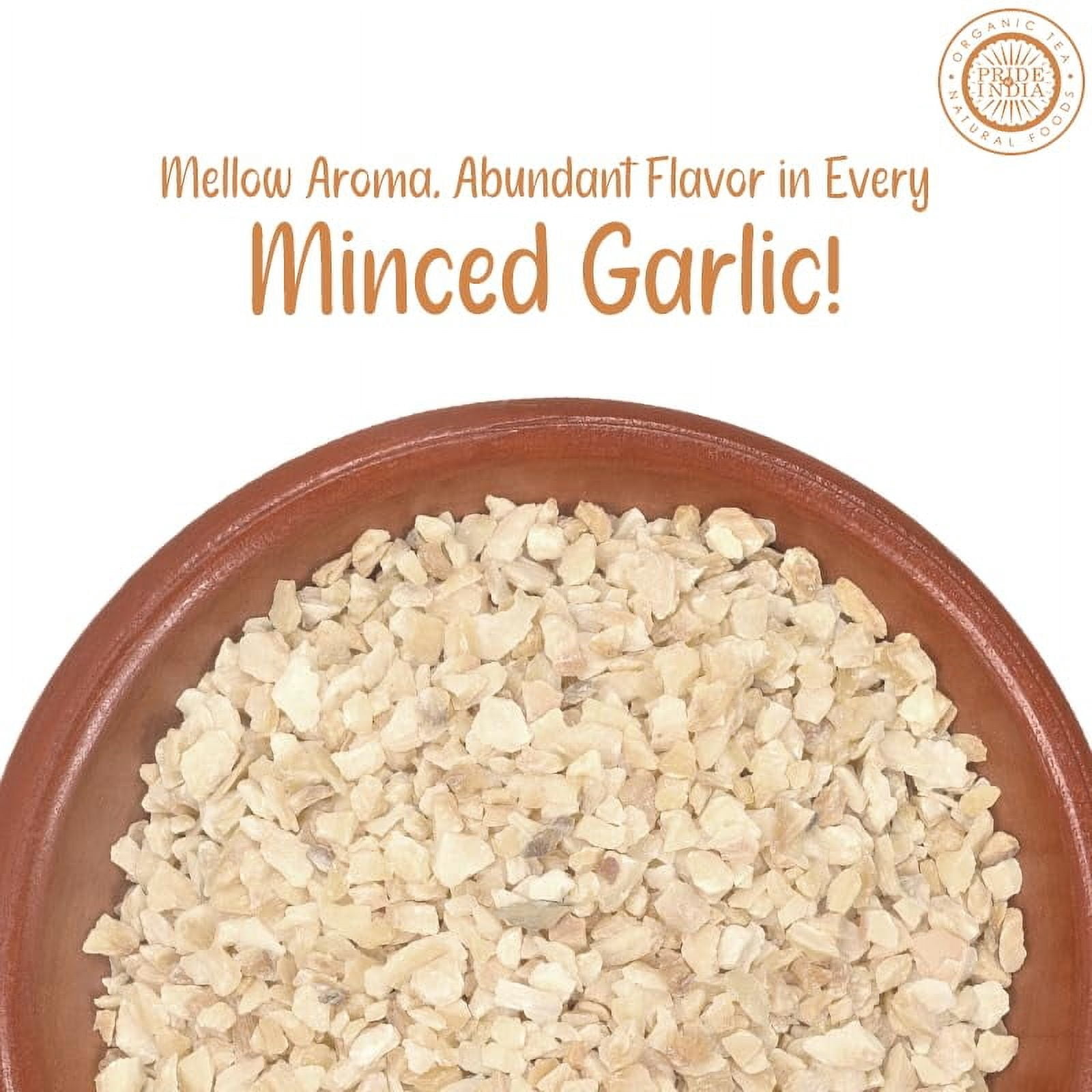 Pride of India - PACK of 6 - Garlic Minced – Gourmet Seasoning – Ideal for Dips/Sauces/Bread/Salad/Stir-Fries – Ideal Pantry Condiments – Easy to Use – 1.9 oz. Small Dual Sifter Bottle