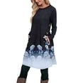 thumbnail image 2 of Floral Print Long Sleeve Dress V-Neck Tight Fitting Midi Bohemian Style Women's Straight Party Dress Elegant Office Work Dresses Blue L, 2 of 5