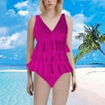thumbnail image 2 of Duoif Maillot de Bain une Pièce pour Femmes, Maillot de Bain à Volants, Robe de Bain Rétro Couvrante, Maillots de Bain Contrôle du Ventre pour Femmes, Rose Vif TTG, 2 of 4