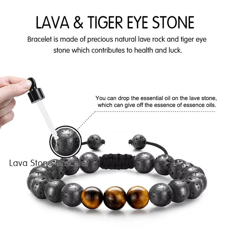 Tiger Eye Natural Stone 8Mm Beads Bracelet Women Men Evil Eye