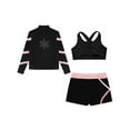 thumbnail image 4 of Hansber Kids Girls 3Pcs Yoga Workout Running Outfits Long Sleeve Zipper Jacket U Neck Tank Top and Black&Pink 6, 4 of 5