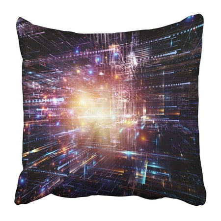 WOPOP Virtual Space Series Composition of Translucent 3D Structure with Arrows Symbols in Perspective Pillowcase Pillow Cushion Cover 16x16