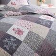 thumbnail image 3 of HoneiLife Juego de edredón tamaño king – Colchas reversibles de microfibra de 3 piezas, colchas de retazos, juego de cama floral para todas las estaciones, edredones gris rosa, 3 of 5
