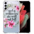 thumbnail image 1 of Psalm 46:5 God Is Within Her Clear Case for Samsung Galaxy S21,Bible Verse Aesthetic Art Design Case for Men Women,Unique Trendy Transparent TPU Bumper Case Cover, 1 of 5