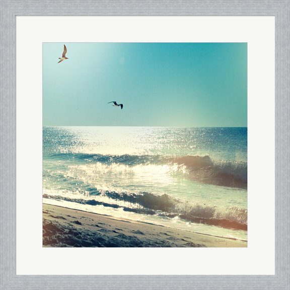 Coastline Waves no Word by Sue Schlabach, Framed Wall Art, 19.5W x 19.5H