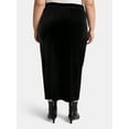 thumbnail image 3 of Terra & Sky Women's Plus Velvet Midi Skirt, Sizes 0X-5X, 3 of 5