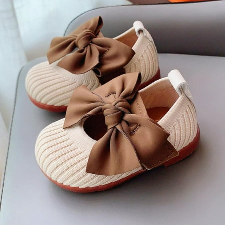 

SweetCandy Girl\ s Autumn Bow Soft Soles Breathable Princess Walking Shoes