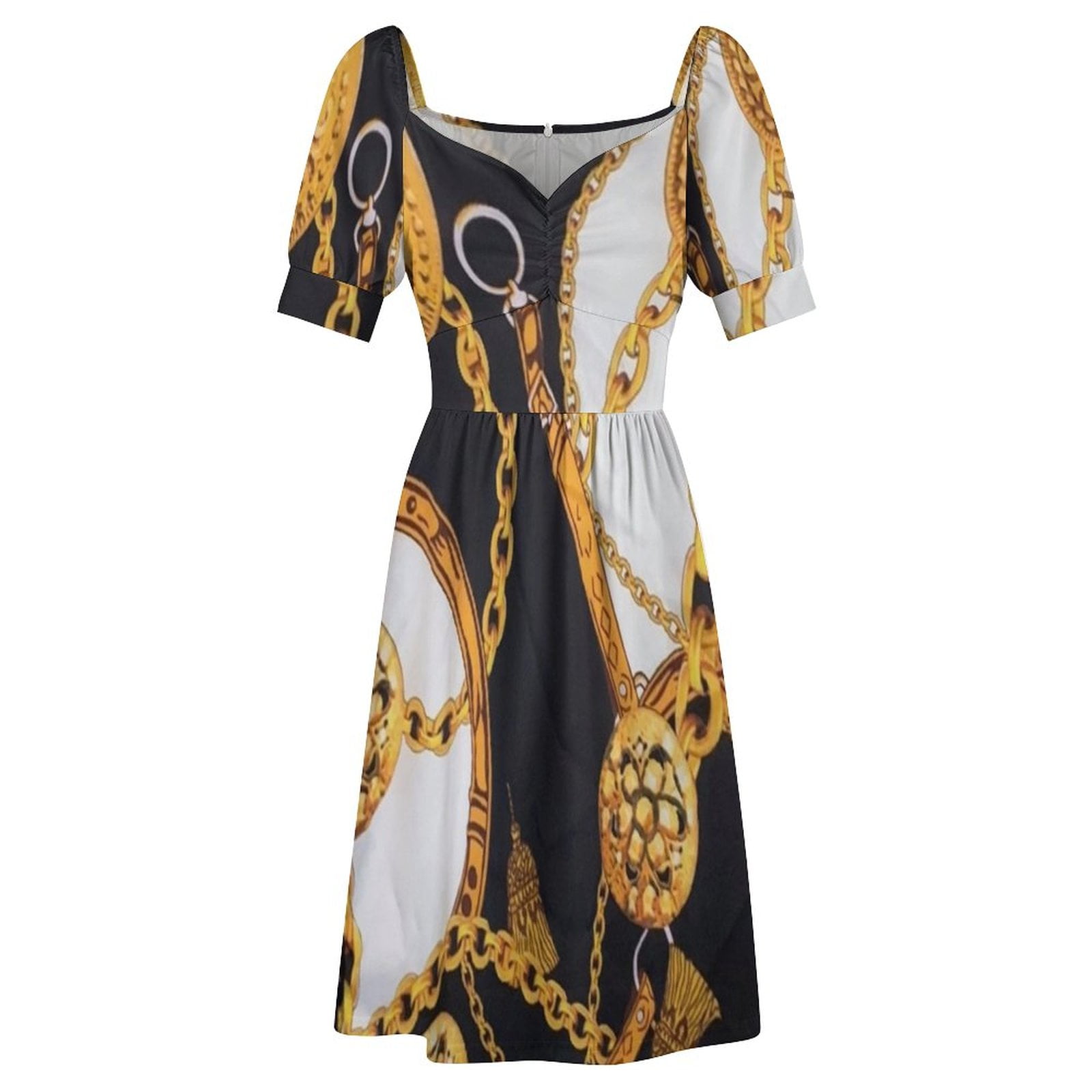 BLACK WHITE GOLD BLING BLING CHAIN PRINT DESIGN Sleeveless Dress sexy dress  Dress for girls women's evening dresses 2024 - Walmart.com