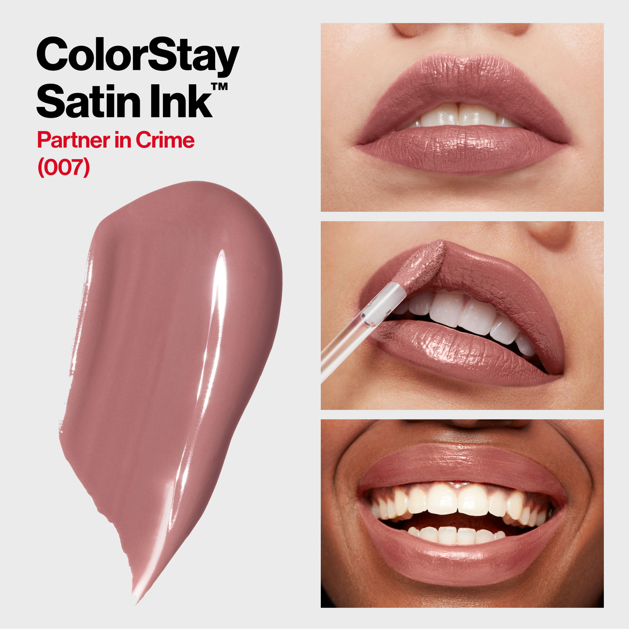 Revlon ColorStay Satin Ink Long Lasting Lipstick with Vitamin E, 007 Partner in Crime, 0.17 fl. Oz - image 3 of 11