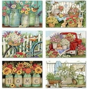 36 Pack Spring Farmhouse Greeting Cards Bulk Colorful Flowers Blank Note Cards with Envelopes Matching Seal Stickers for Home Office Business, 4 x 6 Inch