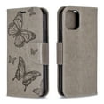 thumbnail image 3 of Allytech iPhone 11 Pro Case (5.8"), Slim Fit PU Leather Folio Butterfly Embossed Shockproof Wrist Hand Strap Flip Cards Holder Wallet Case TPU Back Cover for Apple iPhone 11 Pro 5.8-inch, Gray, 3 of 8