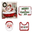 thumbnail image 3 of Clearance!4Pcs Christmas Shower Curtain Set, Funny Santa Taking Bubble Bath SPA Pattern Waterproof Bath Curtain with Non Slip Rugs & Toilet Lid Cover, Holiday Bathroom Decor with 12 Hooks, 3 of 7