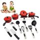 thumbnail image 1 of 13 unids/set cocina cubiertos rojos juguetes traje de bebé función de juego utensilios de cocina juguetes educativos, 1 of 4