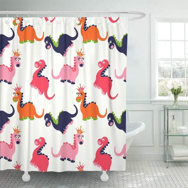 ABPHQTO Lindo dinosaurio adorable dibujos animados coloridos niños para niñas y niños en cortinas de ducha de baño impermeables infantiles 165x180 cm ABPHQTO PKNMT66x72Shower-9739