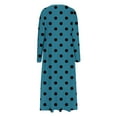 thumbnail image 4 of Cavosen Maxi Dresses for Women Vacation Blue Long Sleeve Fashion Dress Smocked Tiered Crew Neck Ankle Length Long Dress Polka Dots Print Pleated Casual Dress with Pocket XL, 4 of 5