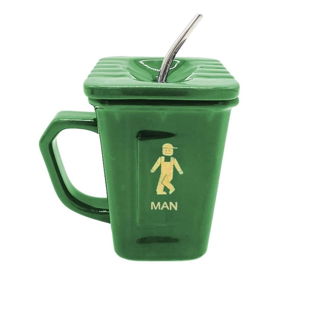 Cubo De Basura Reciclable Taza De Café Con Forma De Cubo De Basura Taza Divertida Con Asa De 450 Ml Taza De Café Única Con Forma De Inodoro Taza De Cerámica Divertida En 3D Para Café, Té, Leche