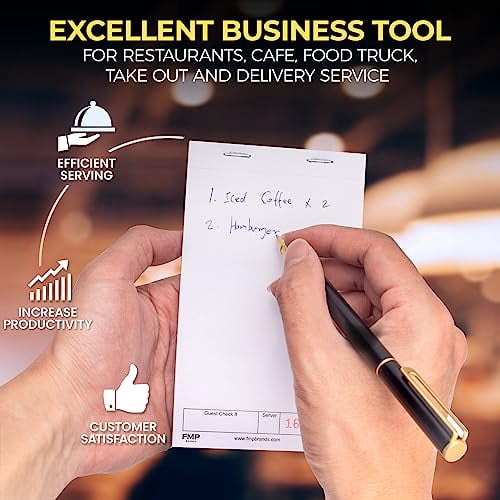 FMP Brands 20 Pack Guest Checks Pads, Server Notepad for Waitress, Memo Scratch Pad Server Waitress Waiter Book, Order Pads for Servers, Numbered Paper Notepads for Restaurant, Bar, Cafe, Diners