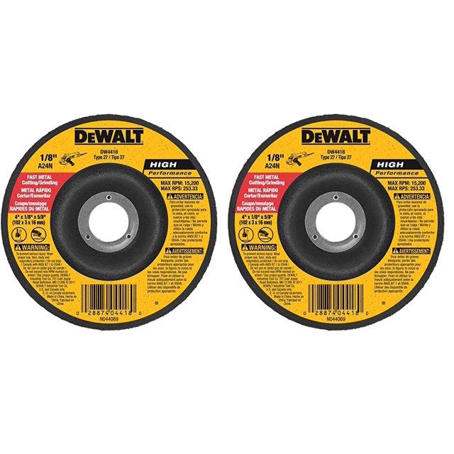 Disco de corte DEWALT de uso general de metal 4x1/8x5/8 (paquete de 2)