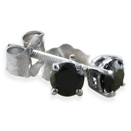 - 1/5ct Black Diamond Stud Earrings in 14k White Gold