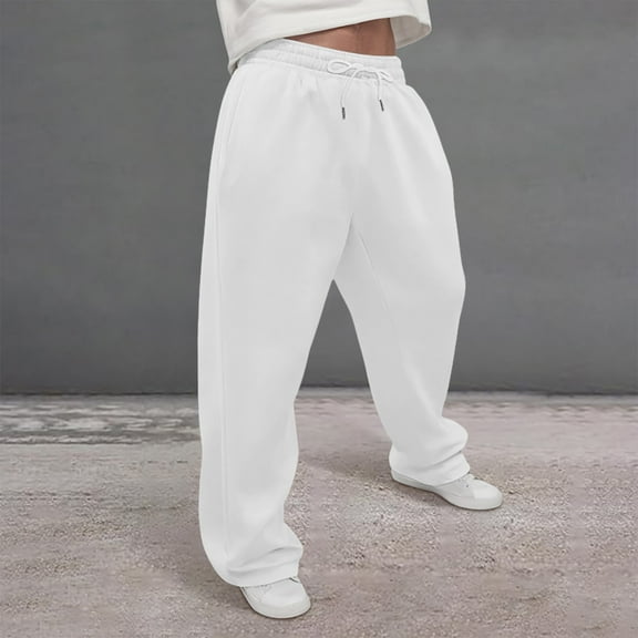 Black Baggy Sweatpants Elastic Waist Pants For Men Men's Baggy Sweatpants Elastic Waist Drawstring Wide Leg Lounge Track Pants Casual Loose Joggers with Pockets