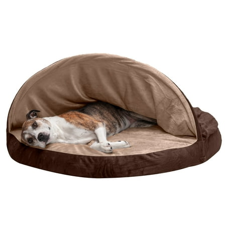 UPC: 0842229112924 | FurHaven Pet Products Microvelvet Snuggery Cooling Gel Memory Foam Pet Bed for Dogs & Cats – Espresso 44 Base