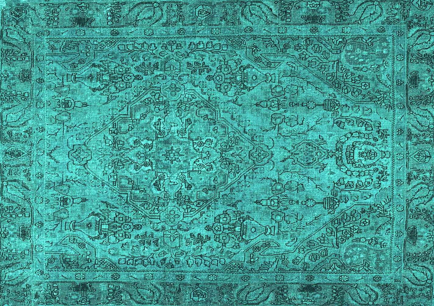 Ahgly Company Indoor Rectangle Persian Turquoise Blue Traditional Area