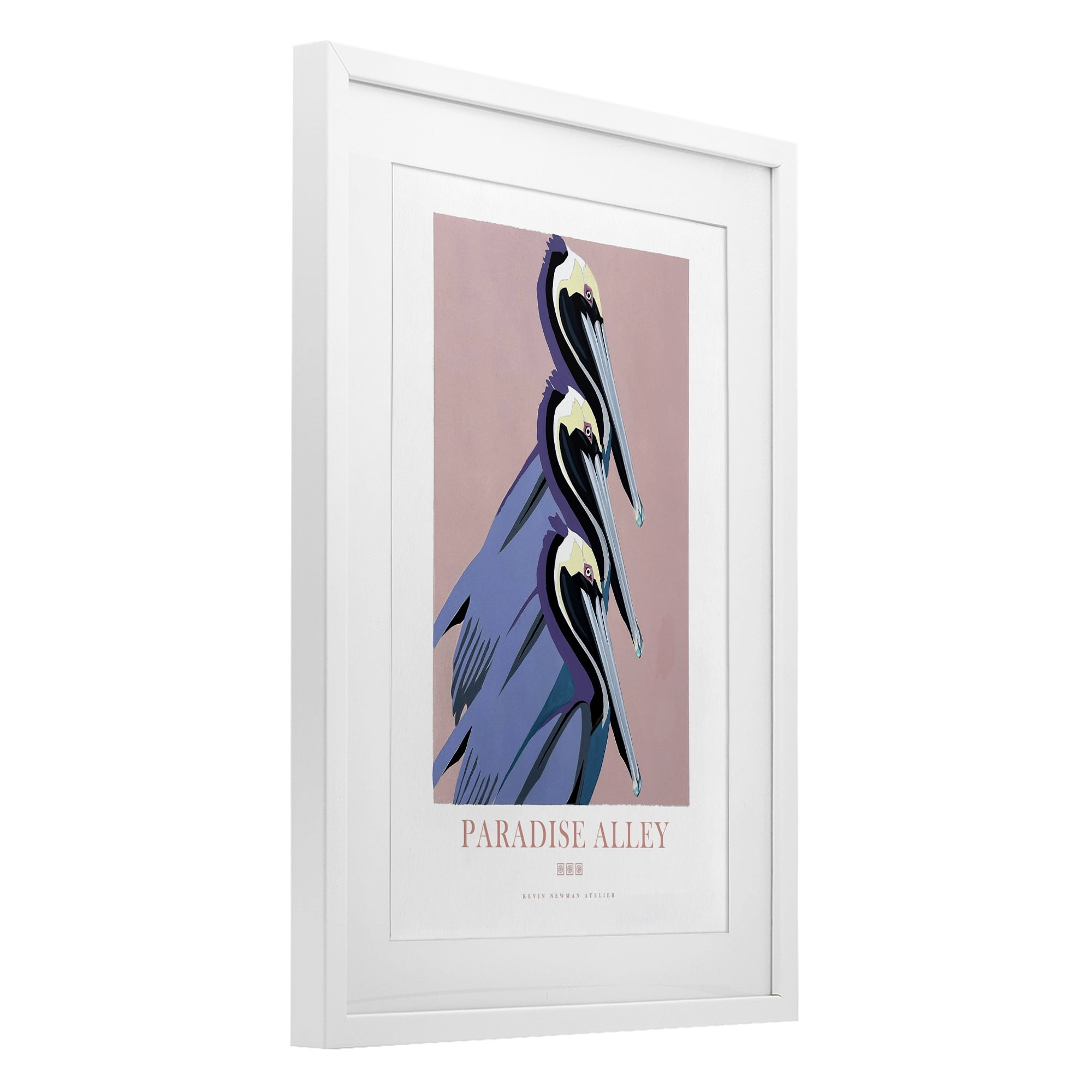 Stupell Industries Paradise Alley Pelican Trio White Framed Print Under Glass, design by Jadei Graphics