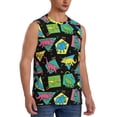 thumbnail image 2 of Fotbe Men's Geometric Dinosaur Print Men's Sleeveless Muscle Tank Tops Casual T-Shirts for Gym Workout Beach-Small, 2 of 8