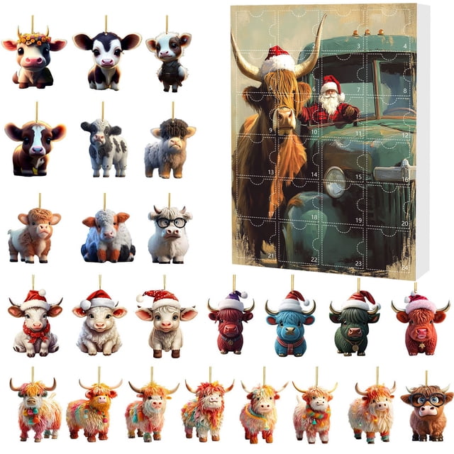 Home Decorate 2025 Holiday Advent Calendar Advent Calendar Collectible Funny Cow Commemorative Collectible Home Decorate Interval Timer for Workout Christmas Countdown Clock Outdoor Timer Christmas
