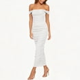 thumbnail image 5 of LEAVINGSUO Summer Dresses For Women Fashion Skirt Sleeveless Off-The-Shoulder Sleeveless High Waist Dresses Solid Color White XL, 5 of 7