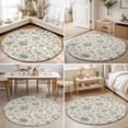 thumbnail image 5 of Vintage Floral Round Area Rugs 3 ft, Country Farmhouse Gold Blue Flowers Leaf Butterfly Washable Small Area Rug with Non-Slip Sturdy Edge Binding Round Front Door Mat Floor Carpet for Entryway, 5 of 9