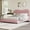 Pink, variant on Twin Bed Frame with Cloud Boucle Upholstered Headboard, Low Profile Platform, Sturdy Wooden Slats, Noise Free, No Box Spring Needed, Pink